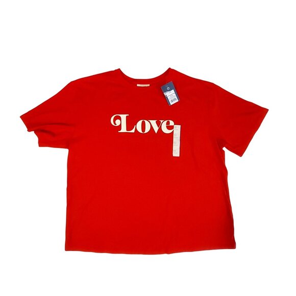 Universal Thread Tops - Love Graphic Red Short Sleeve T-Shirt Size XXL Universal Thread 100% Cotton